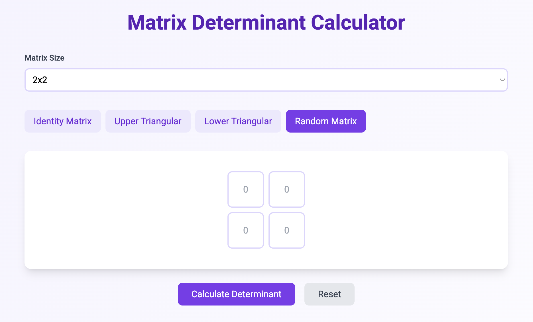 how to find the determinant of a matrix in a calculator